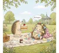 Funny Birthday Card with Envelope, Hedgehog Picnic Illustration and Oh Bugger Message, Quirky British Humour Greeting for Friend, Partner, Sister, Brother, Colleague or Woodland Animal Lover