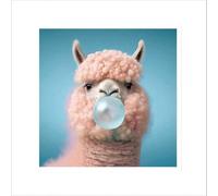 Funny Birthday Card Woolly Llama Bubble Gum - Cute Humorous Greeting Card