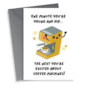 Funny Birthday Card - Young and Hip - Coffee Machine