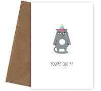 Funny Birthday Card - You're Old AF Humorous Birthday Card for Men, Women, Friends and Family