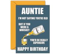 Funny Birthday Cards for Auntie - Aged Whiskey Whisky - Joke Rude Birthday Card for Aunt from Nephew Niece, Humour 60th 70th Bday A5 Aunty Greeting Cards