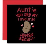 Funny Birthday Cards for Auntie - Favourite Human Bean - Joke Happy Birthday Card for Aunt from Nephew Niece, Aunty Gifts, 145mm Greeting Cards Gift Auntie Aunt Aunty