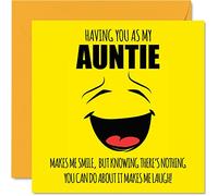 Funny Birthday Cards for Auntie - Make Me Smile - Joke Happy Birthday Card for Aunt from Nephew Niece, Aunty Banter Gifts, 145mm Greeting Cards Gift Auntie Aunt Aunty