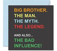 Funny Birthday Cards for Big Brother, Man Myth Legend Bad Influence