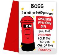 Funny Birthday Cards for Boss - Postman Told Me To Get Out - Humorous Birthday Card for Manager or Colleague - Joke Greetings Cards - Sarcastic Bday Card for Work - Office Humour