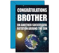 Funny Birthday Cards for Brother - Earth Rotation - Joke Rude Birthday Card for Brother from Sister, Humour 18th 21st 25th 30th 40th Bday A5 Sibling Greeting Cards