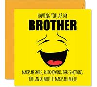 Funny Birthday Cards for Brother - Make Me Smile - Joke Happy Birthday Card for Brother from Sister, Banter Gifts, 145mm Sibling Greeting Cards Gift