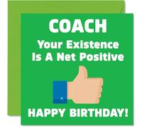 Funny Birthday Cards for Coach - Your Existence - Joke Happy Birthday Card for Sports Coach from Sport Player Athlete, Banter Gifts, 145mm Rude Greeting Cards