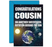 Funny Birthday Cards for Cousin - Earth Rotation - Joke Rude Birthday Card for Cousin from Family Relative, Humour 60th 70th Bday A5 Aunty Greeting Cards