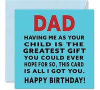 Funny Birthday Cards for Dad - Greatest Gift Dad - Joke Happy Birthday Card from Son Daughter, Father Gifts, 145mm Greeting Cards Gift Daddy Papa