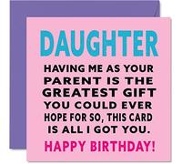 Funny Birthday Cards for Daughter - Greatest Gift Daughter - Joke Happy Birthday Card from Mum Dad, 145mm Greeting Cards Gift
