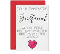Funny Birthday Cards for Girlfriend - Best Woman in the World - Cute Happy Birthday Card for Women Partner, 5x7 Inch Inappropriate Humorous Bday Greeting Cards Her