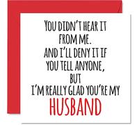 Funny Birthday Cards for Husband - Didn't Hear It From Me - Joke Happy Birthday Card for Husband from Wife Partner, Hubby Gifts, 145mm Valentines Anniversary Greeting Cards