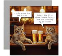 Funny Birthday Cards for Men and Women, Hilarious Meme 'Cat Drinking in a Pub' Rude Cheeky Bday Gifts for Him Her Dad Mum Wife Husband Brother Sister - Blank Inside