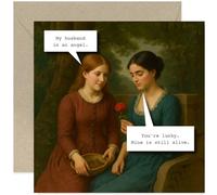 Funny Birthday Cards for Men and Women, Hilarious Meme 'Husband is an angel' Rude Cheeky Naughty Humour for Boyfriend Husband Wife Bestie, Wedding Anniversary, Valentines Day