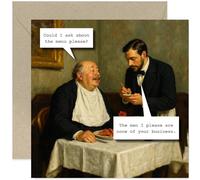 Funny Birthday Cards for Men and Women, Hilarious Meme 'Menu Please' Rude Cheeky Naughty Humour for Boyfriend Husband Wife Bestie Brother Sister Dad Mum - Blank Inside