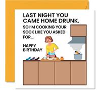 Funny Birthday Cards for Men - Cook Your Sock - Offensive Rude Birthday Cards for Husband Boyfriend Partner, Banter Gifts, 145mm Joke Humour Greeting Bday Gift