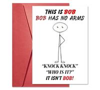 Funny Birthday Cards For Men, This is Bob Has No Arms, Knock Knock Funny Birthday Card with Envelope, Humorous Birthday Cards for Men, Friends, Family