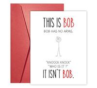 Funny Birthday Cards For Men, This is Bob Illustration, Birthday Card Funny with Envelope, This Is Bob Has No Arms, Knock Knock Birthday Card for Men, Friends, Family