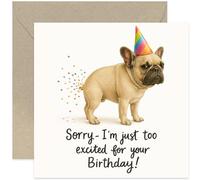 Funny Birthday Cards for Men & Women, Dog Poop Confetti Joke Humour Bday Gift for Best Friend BFF Bestie Colleague Sister Brother, Excited - Square, Blank Inside with Premium Envelope