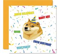 Funny Birthday Cards for Men Women - Doge Meme - Rude Banter Birthday Cards for Mum Dad Brother Sister Son Daughter Nan Grandad, 145mm Greeting Cards, Joke Humour Bday