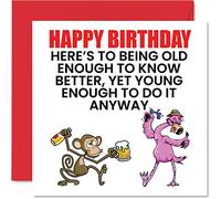Funny Birthday Cards for Men Women - Old Enough - Rude Birthday Card for Dad Mum Sister Brother Daughter Son Grandad Nan, 145mm Banter Greeting Cards, Joke Humour Bday