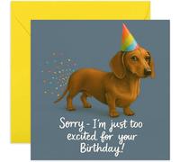 Funny Birthday Cards for Men & Women Sausage Dog Rude Cheeky Neughty Offensive Joke BDay Card for Him Her Dad Mum Brother Sister - Square, Blank Inside with Premium Envelope
