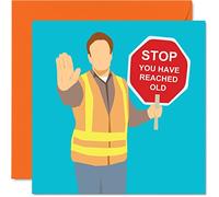 Funny Birthday Cards for Men Women - Stop Sign - Rude Happy Birthday Card for Mum Dad Brother Sister Son Daughter Friend Colleague Nan Grandad, 145mm Offensive Humour Joke Bday Greeting Cards