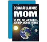 Funny Birthday Cards for Mom - Earth Rotation - Joke Rude Birthday Card for Mom from Son Daughter, Humour 40th 50th 60th 70th 80th Bday A5 Mommy Mama Greeting Cards