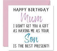 Funny Birthday Cards for Mum From Son, Happy Birthday Mum No Gift