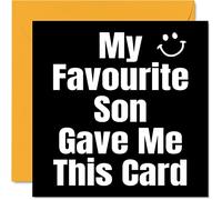 Funny Birthday Cards for Mum Dad - My Favourite Son - Joke Happy Birthday Card for Dad Mum from Son, Banter Gifts, 145mm Humour Greeting Cards Gift Papa Daddy Mom Mummy