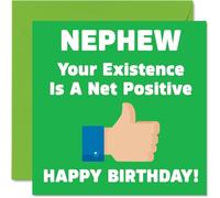 Funny Birthday Cards for Nephew - Your Existence - Joke Happy Birthday Card for Nephew from Auntie Uncle, Banter Gifts, 145mm Rude Greeting Cards Gift