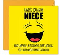 Funny Birthday Cards for Niece - Make Me Smile - Joke Happy Birthday Card for Niece from Auntie Uncle, Banter Gifts, 145mm Greeting Cards Gift