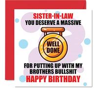 Funny Birthday Cards for Sister in Law - Massive Well Done - Joke Happy Birthday Card for Sister in law, law Gifts, 145mm Greeting Cards Gift from laws