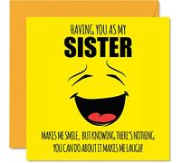 Funny Birthday Cards for Sister - Make Me Smile - Joke Happy Birthday Card for Sister from Brother, Banter Gifts, 145mm Sibling Greeting Cards Gift