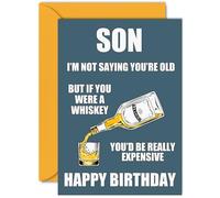 Funny Birthday Cards for Son - Aged Whiskey Whisky - Joke Rude Birthday Card for Son from Mum Dad, Humour 18th 21st 25th 30th 40th Bday A5 Greeting Cards