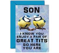 Funny Birthday Cards for Son - Great Pair - Joke Rude Birthday Card for Son from Mum Dad, Humour 18th 21st 25th 30th 40th Bday A5 Greeting Cards
