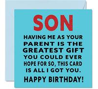 Funny Birthday Cards for Son - Greatest Gift Son - Joke Happy Birthday Card from Mum or Dad, 145mm Greeting Cards Gift
