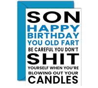 Funny Birthday Cards for Son - You Old Fart - Joke Rude Birthday Card for Son from Mum Dad, Humour 18th 21st 25th 30th 40th Bday A5 Greeting Cards