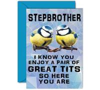 Funny Birthday Cards for Step Brother - Great Pair - Joke Rude Birthday Card for Step Brother from Sister, Humour 18th 21st 25th 30th 40th Bday A5 Sibling Greeting Cards
