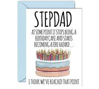 Funny Birthday Cards for Step-Dad - Fire Hazard - Joke Rude Birthday Card for Step Dad from Step Son Daughter, Humour 40th 50th 60th 70th 80th Bday A5 Daddy Papa Greeting Cards