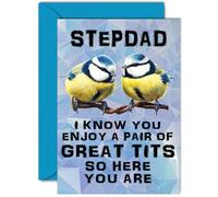 Funny Birthday Cards for Step-Dad - Great Pair - Joke Rude Birthday Card for Step Dad from Step Son Daughter, Humour 40th 50th 60th 70th 80th Bday A5 Daddy Papa Greeting Cards