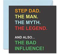 Funny Birthday Cards for Step Dad, Man Myth Legend Bad Influence
