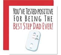 Funny Birthday Cards for Step Dad - Positive Best Step Dad Ever - Joke Happy Birthday Card for Stepdad from Son Daughter, Father Gifts, 145mm Father's Day Greeting Cards Gift
