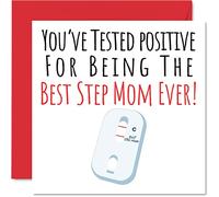 Funny Mothers Day Cards for Step Mom - Postive Best Step Mom Ever - Joke Happy Birthday Card from Daughter Son, Mother Gifts, 145mm Mother's Day Greeting Cards Gift