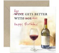 Funny Birthday Cards for Wine Lovers - 'Age Gets Better With Wine' Hilarious Wine Themed Birthday Greeting Card - Gifts for Wine Drinkers - Perfect Birthday Card for Dad Mum Husband WIfe