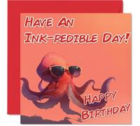 Funny Birthday Cards For Women and Men, Cool Octopus Sunglasses