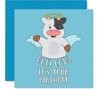 Funny Birthday Cards for Men Women - Holy Cow - Happy Birthday Card for Mum Dad Brother Sister Son Daughter Nan Grandad Friend Cousin, 145mm Humour Joke Banter Bday Greeting Cards