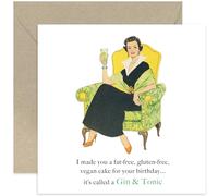 Funny Birthday Cards for Women, Female Best Friend BDay Gift 'Gin and Tonic Cake' Rude Cheeky Whitty Humour, For Mum Wife Sister Aunt Colleague - Blank Inside with Envelope