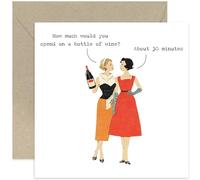 Funny Birthday Cards for Women, Female Best Friend BDay Gift 'Howmuch on Wine' Rude Cheeky Whitty Humour, For Mum Wife Sister Aunt Colleague - Blank Inside with Envelope